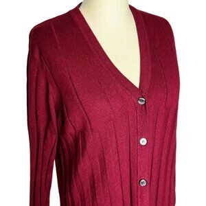 VTG Madeleine Cardigan Sweater Womens Size 8/10 Dark Red Cashmere Silk Blend
